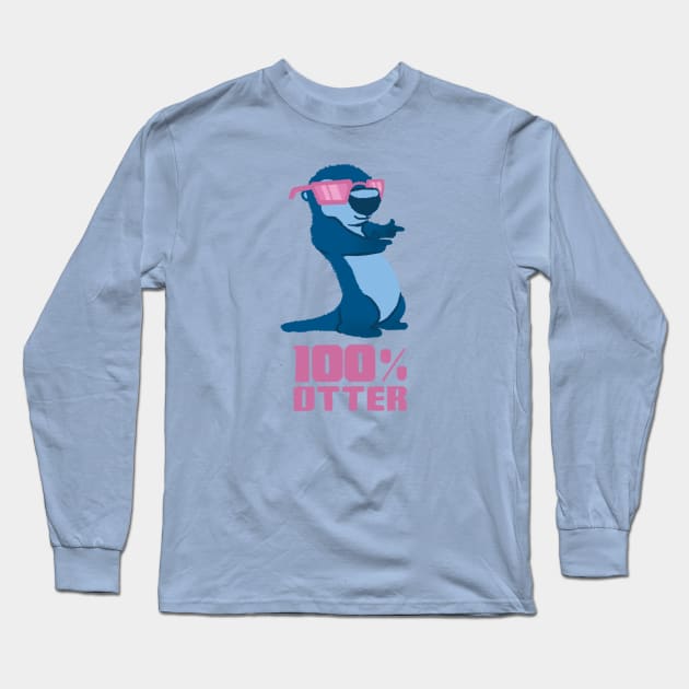 100% Otter Blue Long Sleeve T-Shirt by Bolterrific